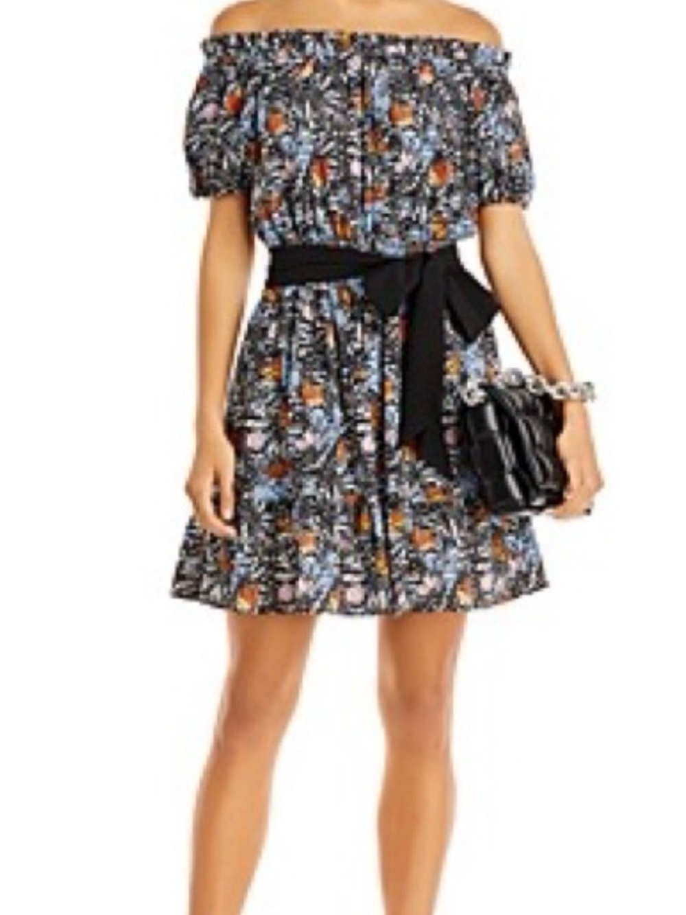 AQUA x Mary Katrantzou  Butterfly Print Off The Shoulder Dress Size M